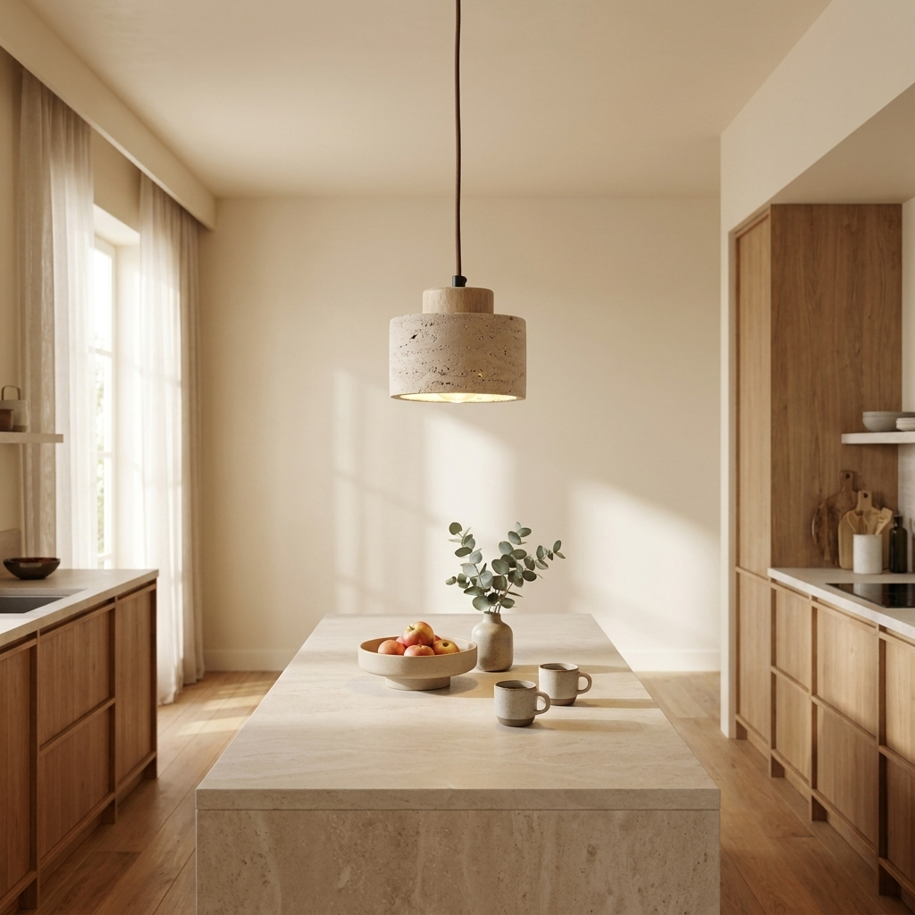 Travertine Cylinder Pendant Light