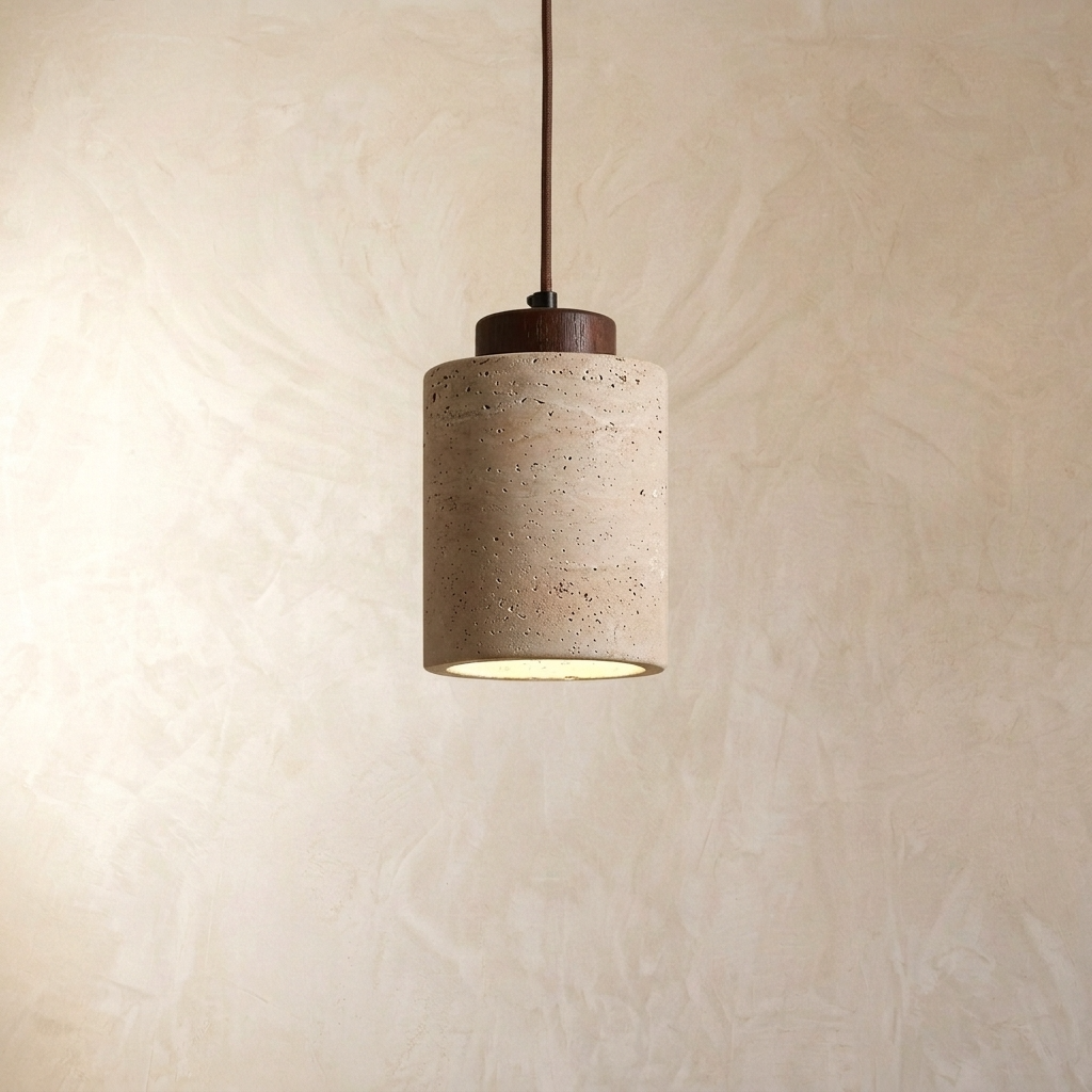 Travertine Cylinder Pendant Light