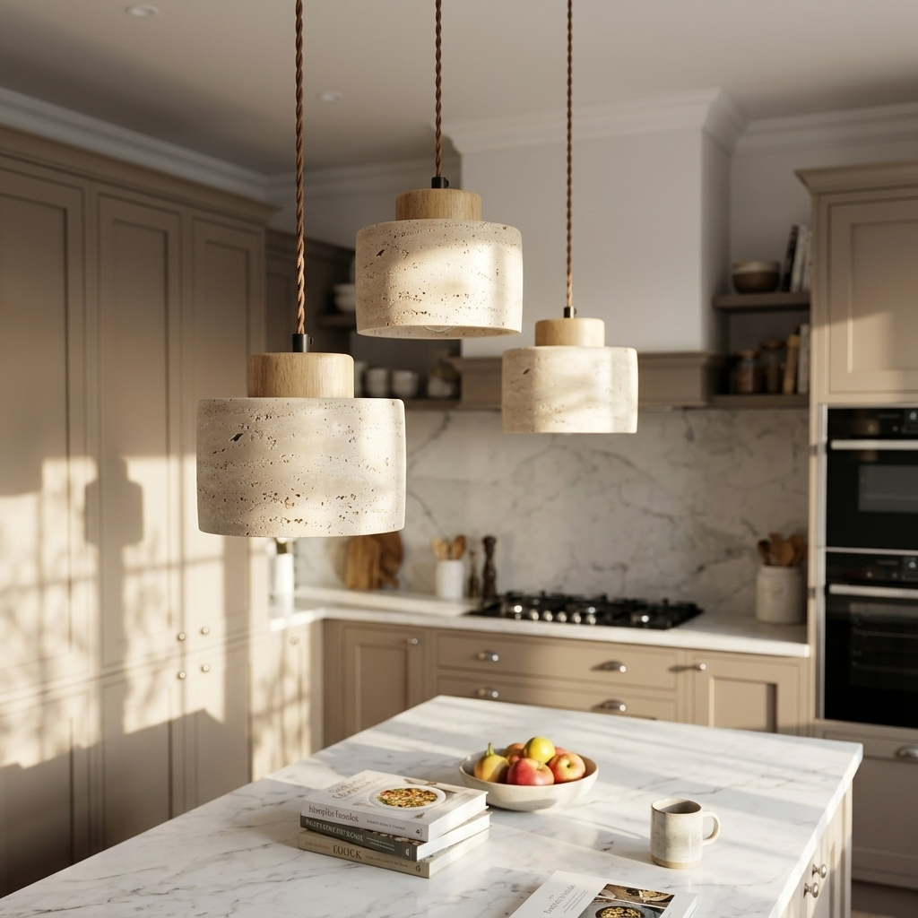 Travertine Cylinder Pendant Light