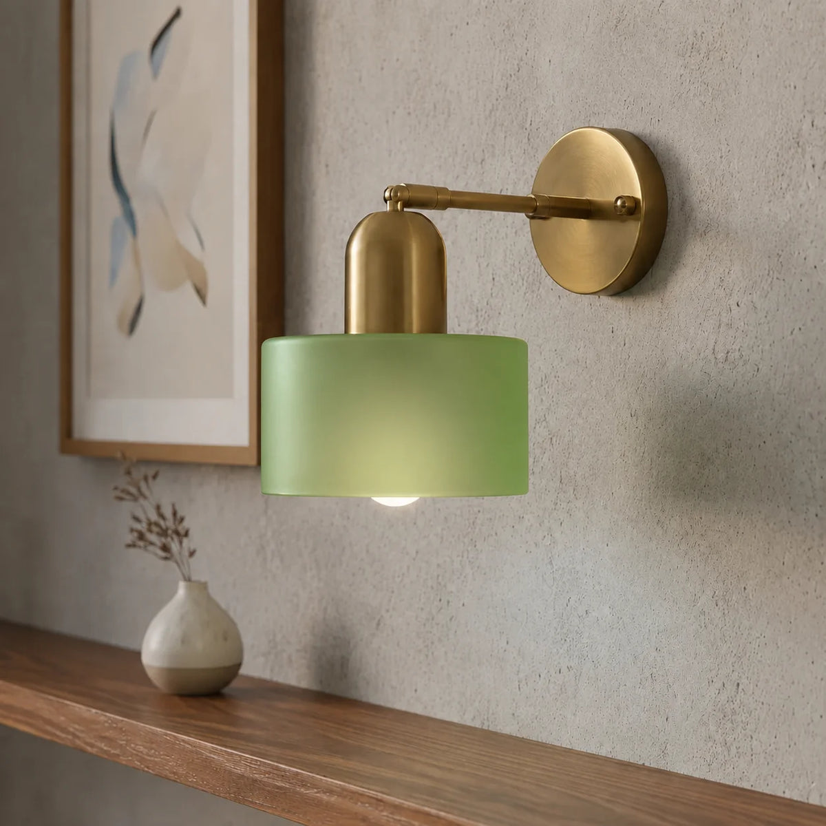 Vibrant Colored Glass Bauhaus Wall Light Fixture
