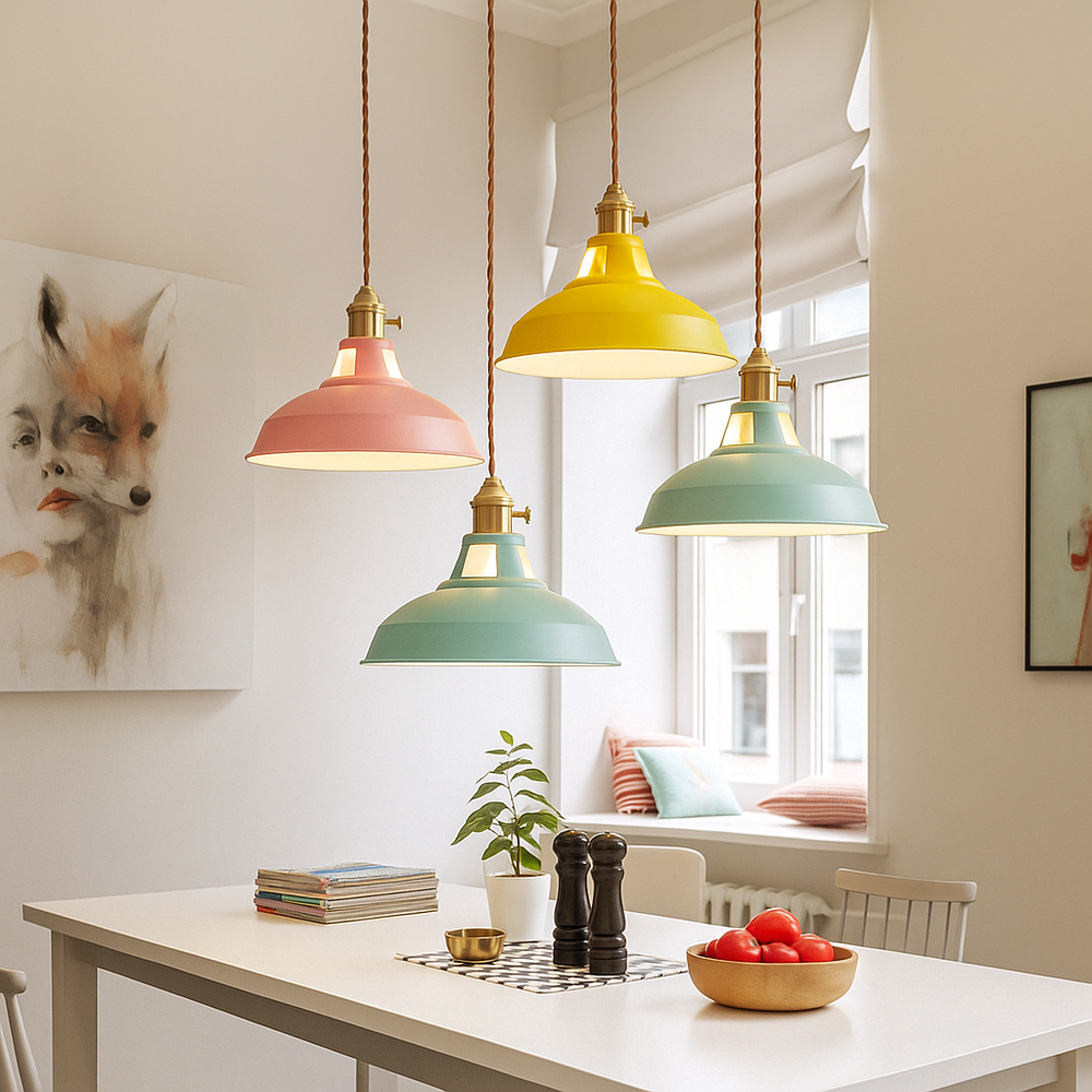 Vibrant Metal Dome Pendant Light | LED Design with Industrial Style
