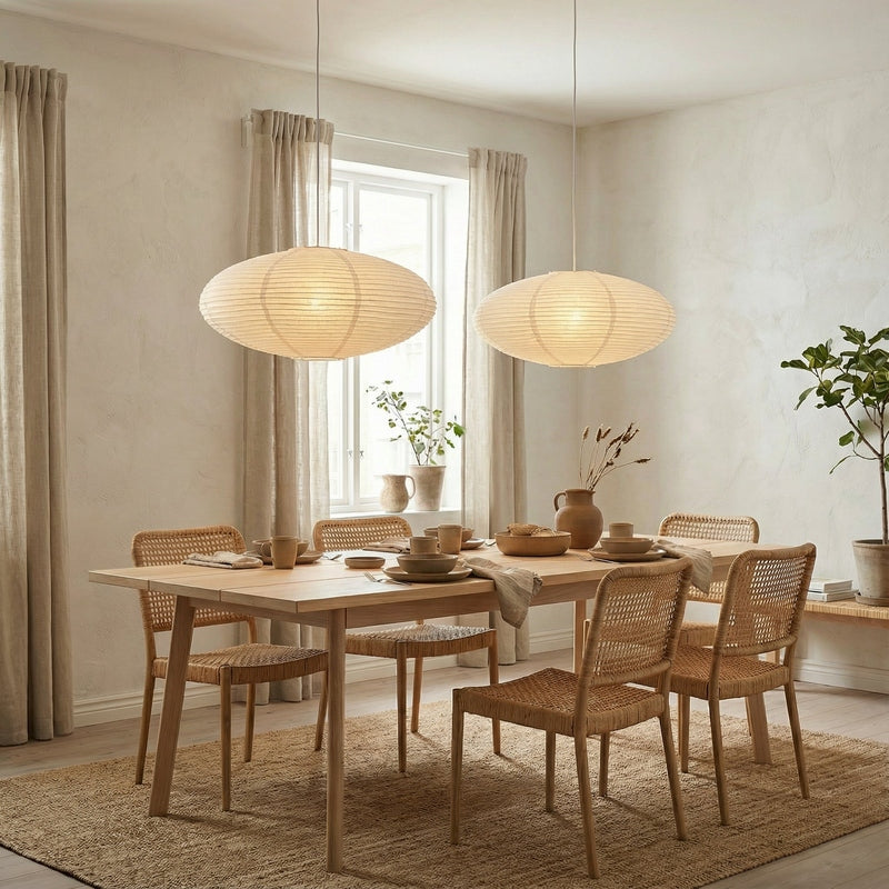Wabi Collection | Hanging Lamp with Handmade Shade & Adjustable Height