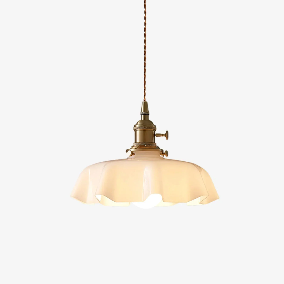 Scalloped Cream Glass Pendant Light